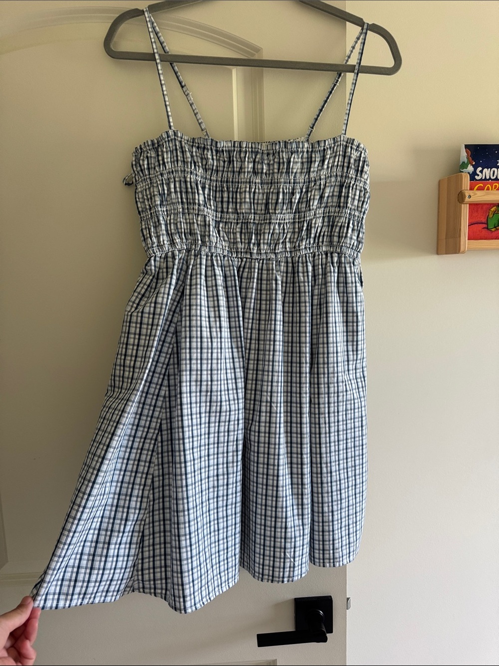 Abercrombie & Fitch Blue and White Check Smocked Sundress